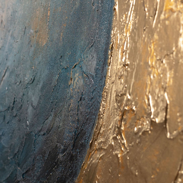 The painting “Warmth of the Universe” is a modern abstraction of cosmic harmony