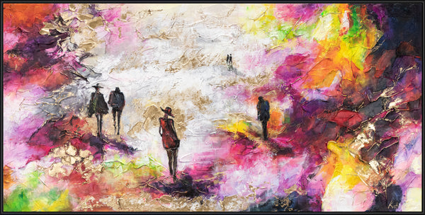 The painting "Rays Among the Crowd" is an abstraction with a bright spatial dissolution