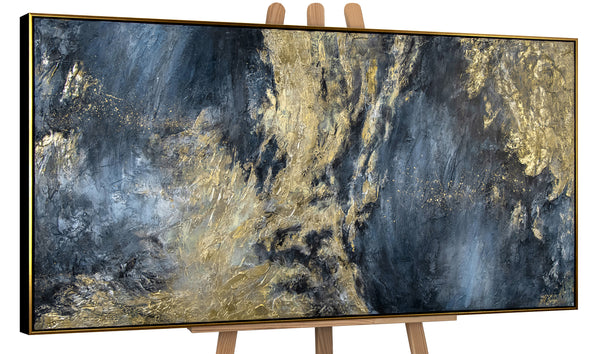 The painting "Reflections II" is a deep abstraction with a golden rhythm