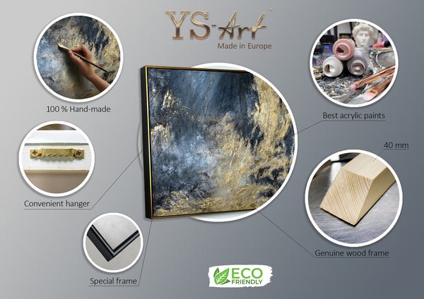 The painting "Reflections II" is a deep abstraction with a golden rhythm