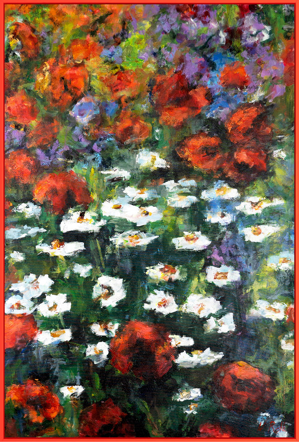 The painting "Field of Poppies and Daisies" is an expressive floral composition in the impressionistic style.