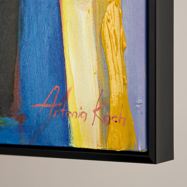 The painting "Conversation over Wine" is an expressive figurative abstraction