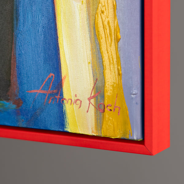 The painting "Conversation over Wine" is an expressive figurative abstraction