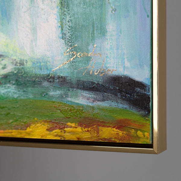 Painting "Crown of Light" - abstract floristry in golden tones