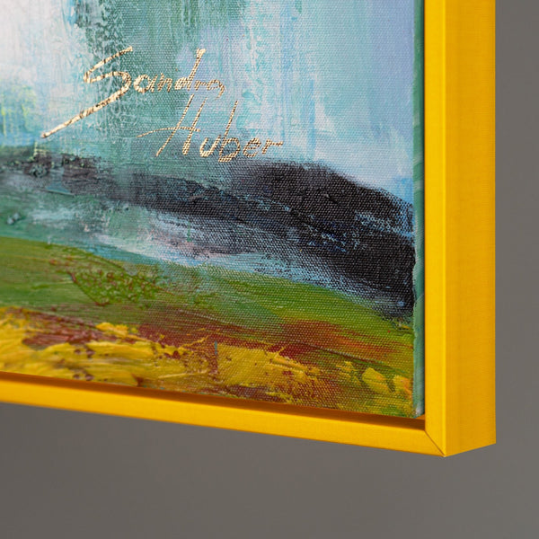 Painting "Crown of Light" - abstract floristry in golden tones