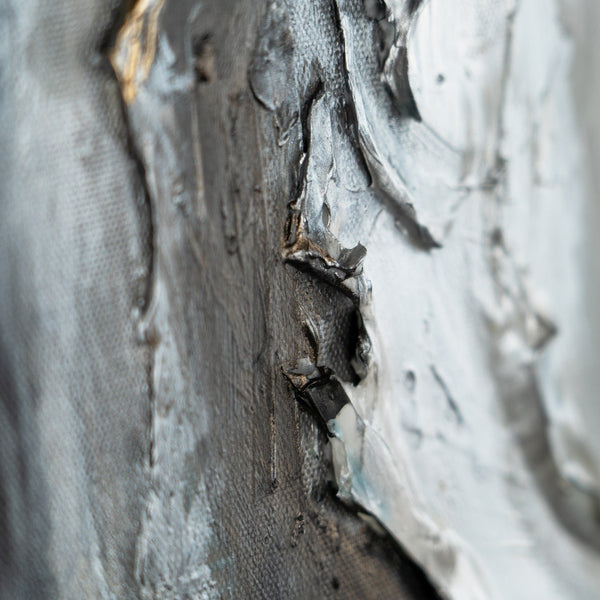 The painting "Flow of Elements" is an abstraction with deep reliefs and bright contrasts