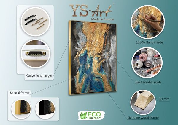The painting "Flow of Elements" is an abstraction with deep reliefs and bright contrasts