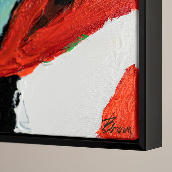 The painting "Rapid Moment" is an emotional abstraction of dynamics and power