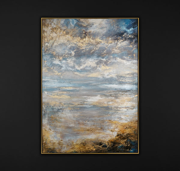 The painting "The Edge of Light" is an abstract landscape in a calm atmosphere