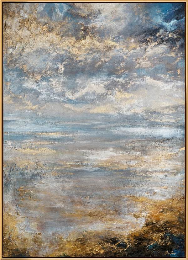 The painting "The Edge of Light" is an abstract landscape in a calm atmosphere