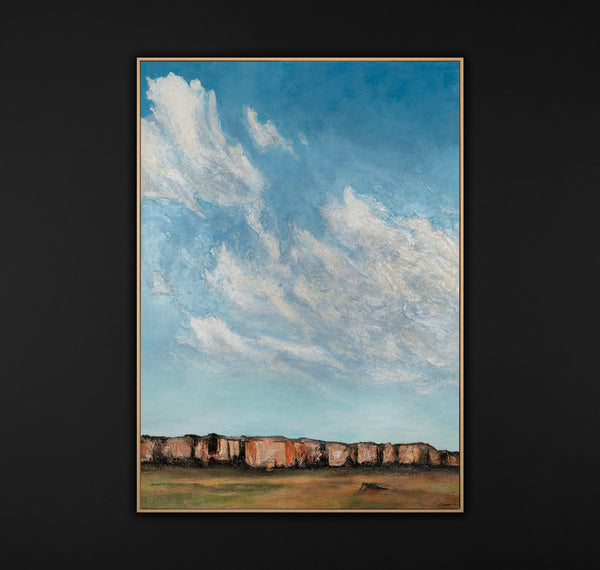 The painting "Under the Clouds" is a lyrical landscape with an emphasis on the sky