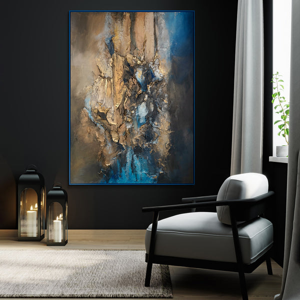 The painting "Mineral Depth" is an abstraction in a natural palette with an emphasis on texture