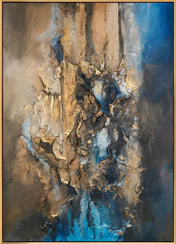 The painting "Mineral Depth" is an abstraction in a natural palette with an emphasis on texture