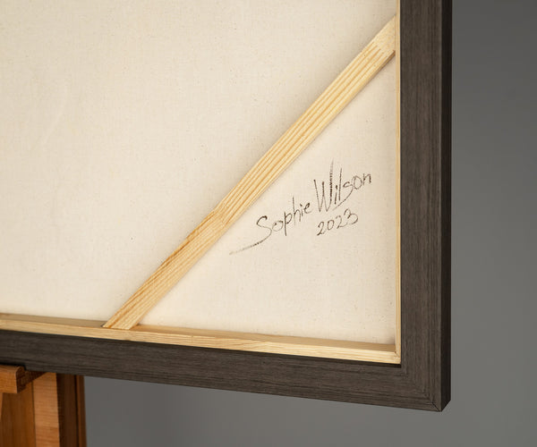 The painting "Silent Structure" is an abstraction in a calm neutral palette