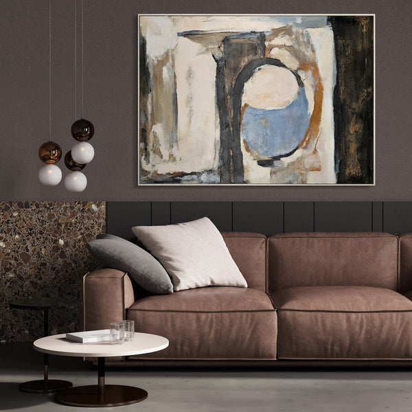 The painting "Silent Structure" is an abstraction in a calm neutral palette