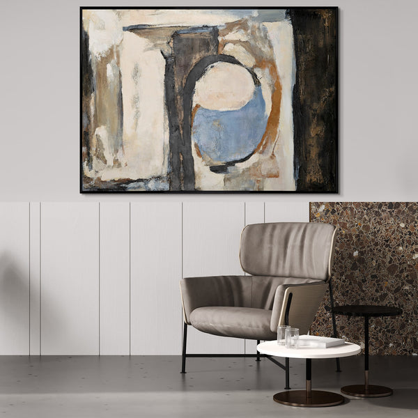 The painting "Silent Structure" is an abstraction in a calm neutral palette