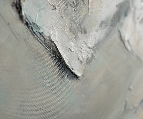 The painting "Shared Silence" is an abstract figurative composition with a warm subtext.