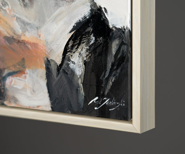 The painting "Shared Silence" is an abstract figurative composition with a warm subtext.