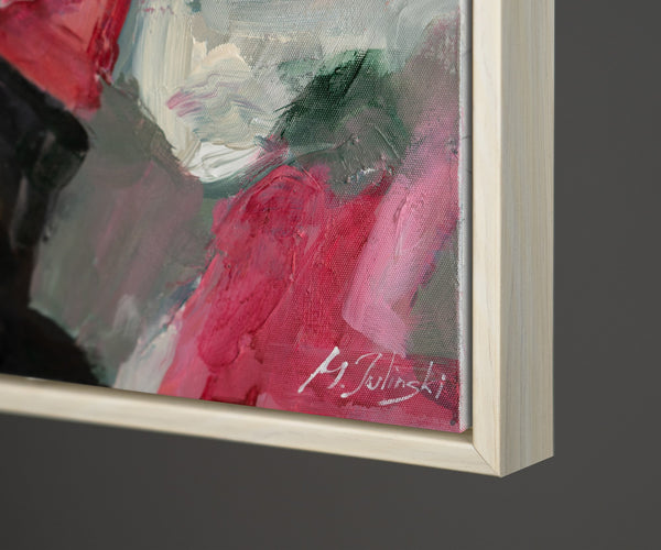 The painting "A Moment of Tenderness" is an expressive female image in fragments