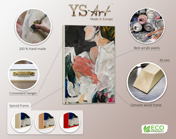 The painting "A Moment of Tenderness" is an expressive female image in fragments