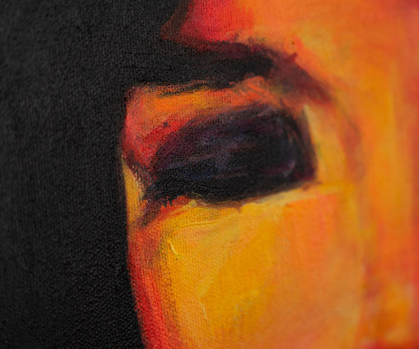 The painting "Woman in a Hat" is a portrait in a distinct expressionist style.