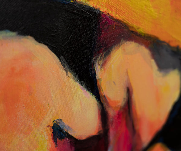 The painting "Woman in a Hat" is a portrait in a distinct expressionist style.