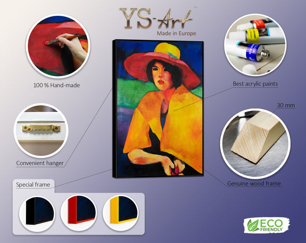 The painting "Woman in a Hat" is a portrait in a distinct expressionist style.