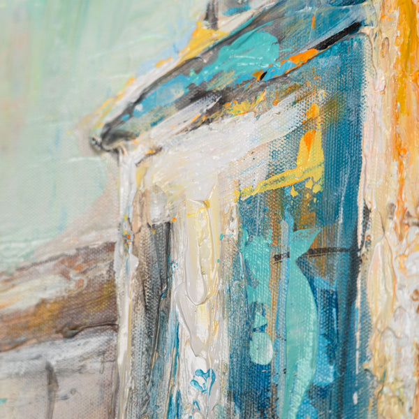 The painting "Warm Breeze" - a Mediterranean city in sunny colors