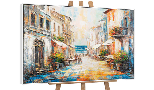 The painting "Warm Breeze" - a Mediterranean city in sunny colors