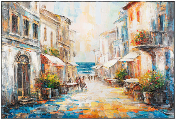 The painting "Warm Breeze" - a Mediterranean city in sunny colors