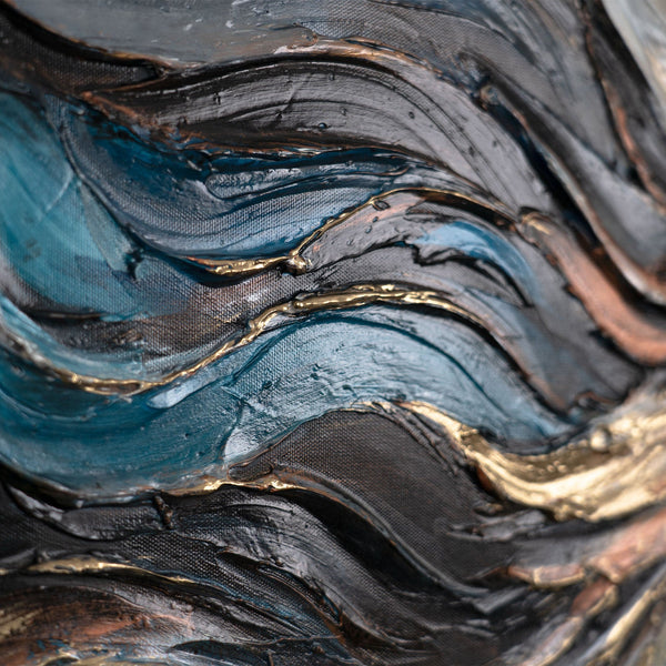 The painting "Dynasty of Power" is an abstraction with lions and dynamics of forms