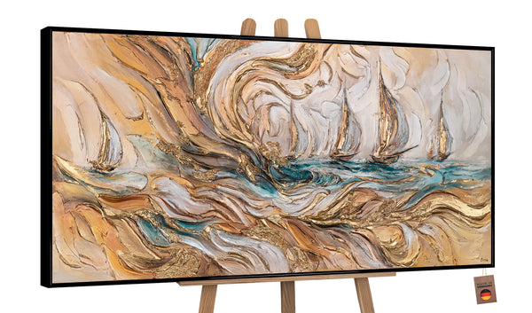 The painting "Waves of Time" is an abstract marine inspiration