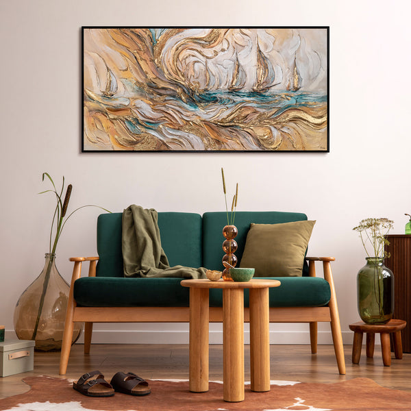 The painting "Waves of Time" is an abstract marine inspiration