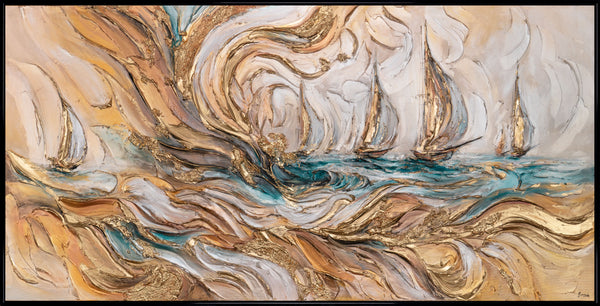 The painting "Waves of Time" is an abstract marine inspiration