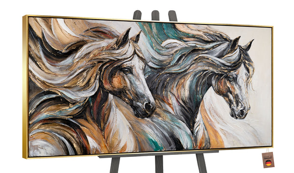 The painting "Energy of Motion" is an emotional impulse in the image of graceful horses