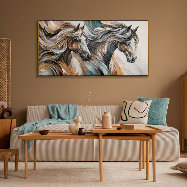 The painting "Energy of Motion" is an emotional impulse in the image of graceful horses