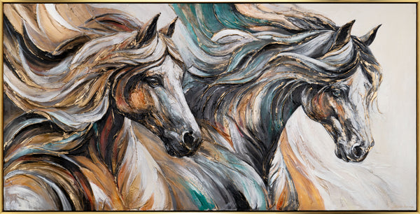 The painting "Energy of Motion" is an emotional impulse in the image of graceful horses