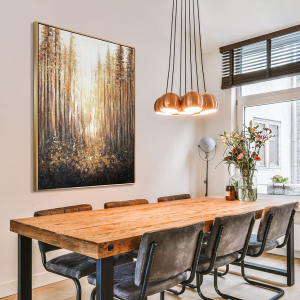 The painting "Forest Glow" - sunlight in the depths of the forest