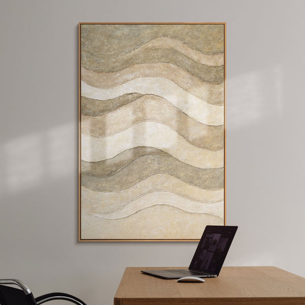 The painting "Soft Waves" is an abstract play of natural forms