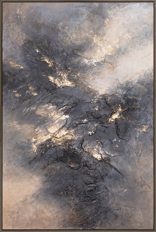 The painting "Lines of Calm" is an abstract composition with natural colors