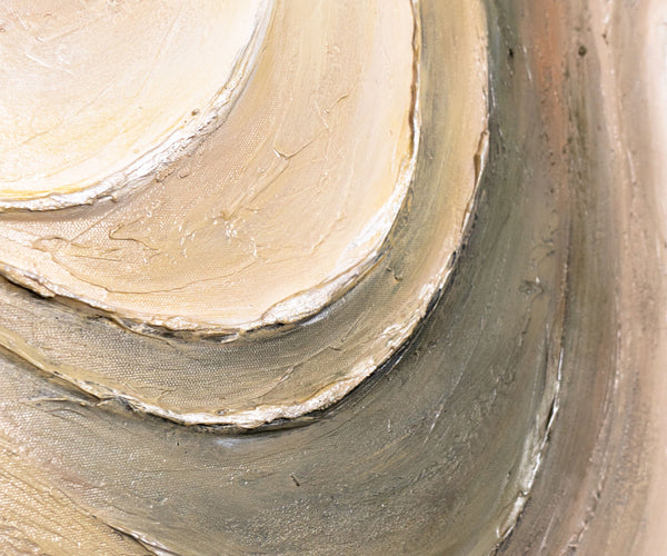 The painting "Lines of Calm" is an abstract composition with natural colors