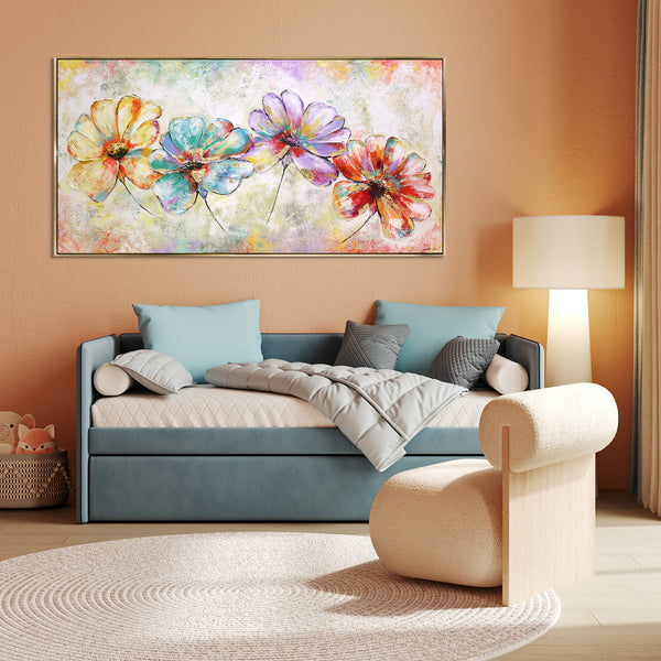 Painting "Colorful Flowers" - abstract floristry in pastel colors