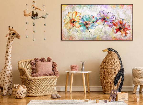 Painting "Colorful Flowers" - abstract floristry in pastel colors