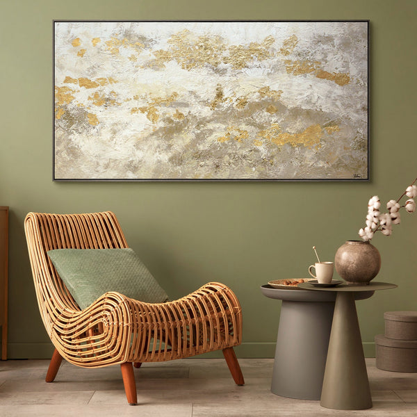 Painting "Golden Light" - modern abstraction with texture and gold