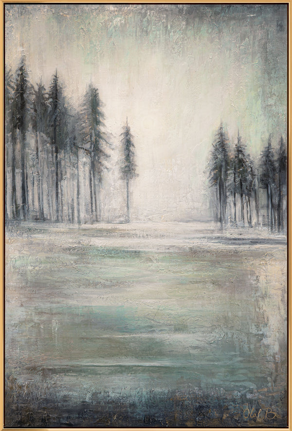 The painting "Silence of the Forest" is an atmospheric landscape with a day and night effect