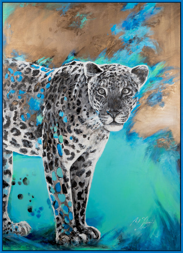 The painting "Night Predator" is an animalistic abstraction with a glow