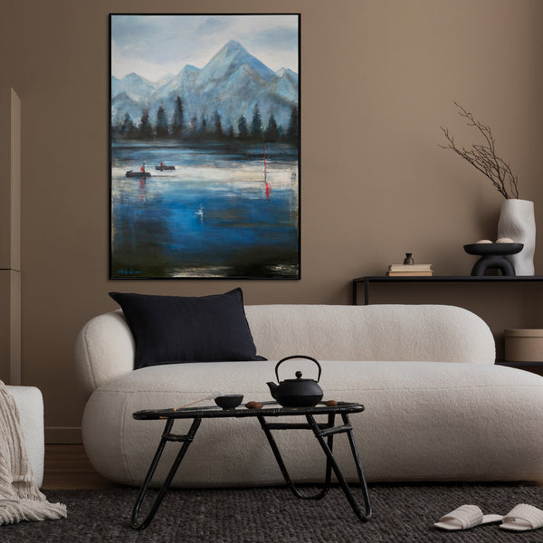 The painting "Forest Horizons" is a landscape with a noctilucent effect