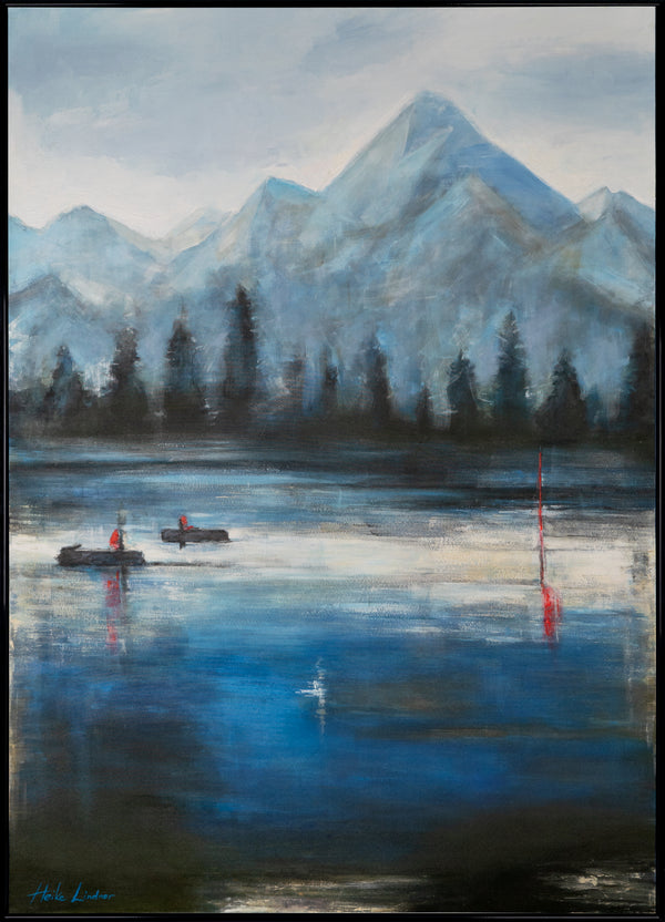 The painting "Forest Horizons" is a landscape with a noctilucent effect