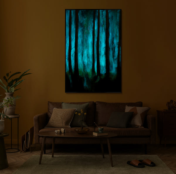 Painting "Forest Atmosphere" - landscape with fluorescent effect