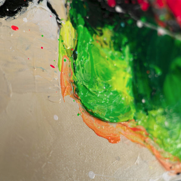 The painting "The View" is a female portrait in the style of modern expressionism